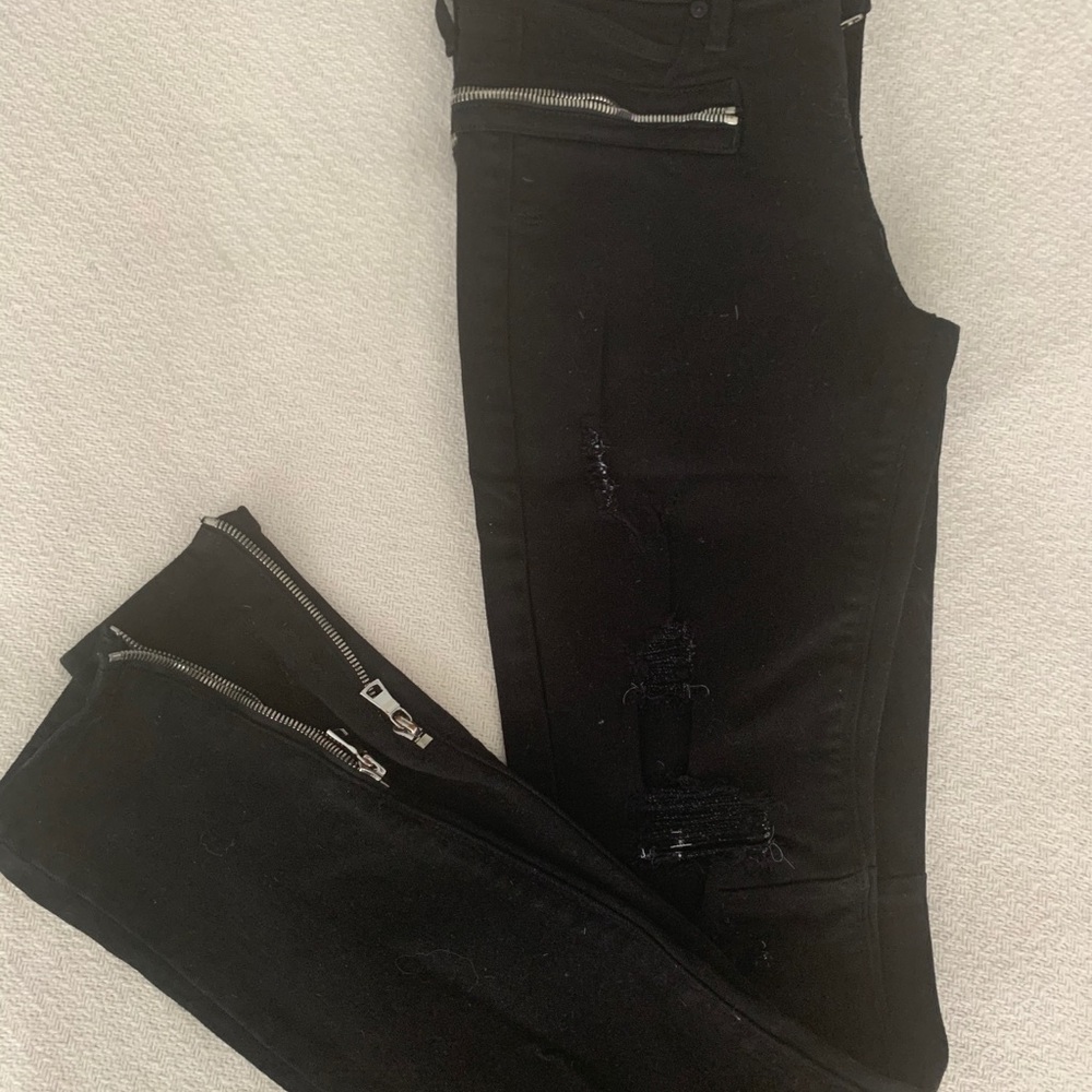 Black distress R+A jeans